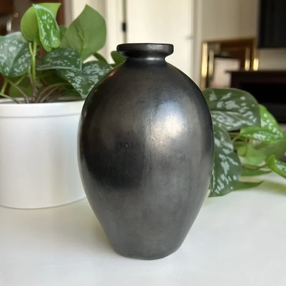Vintage Black Ceramic Vase - Picture 2 of 9